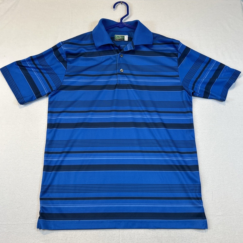 Ben Hogan Mens Golf Polo Shirt Small Short Sleeve Blue Striped Performance